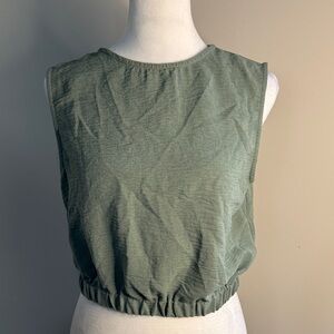 Paper Crane Sleeveless Cropped Tank in Sage